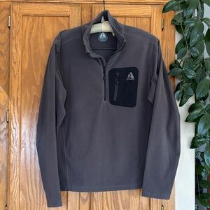 First Ascent Men’s Gray Quarter-Zip Pullover with Chest Pocket XL